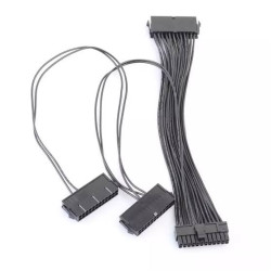 Dual PSU Power Supply Cable 24 Pin 1x24P(20+4) Male Port and 2x24 Pin Female Ports ATX Extension Cable