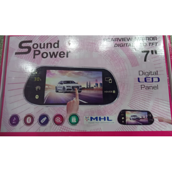 Sound Power 7 INCH RearView Safe Drive Full I-Touch Rear View Mirror Monitor with Night Vision  Car RearView Mirror
