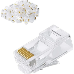 PAC RJ45 Modular Plugs CAT5e UTP Shielded 100 Pcs Jar Box Gold Plated CAT5/CAT6 LAN Network Connectors
