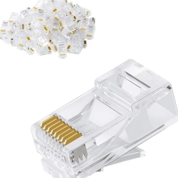PAC RJ45 Modular Plugs CAT5e UTP Shielded 100 Pcs Jar Box Gold Plated CAT5/CAT6 LAN Network Connectors