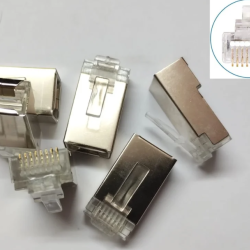 PAC RJ45 Modular Plugs CAT6e 8P8C Metal STP Shielded 100 Pcs Jar Box Gold Plated CAT5/CAT6 LAN Network Connectors PAC RJ45 Modular Plugs CAT6e 8P8C Metal STP Shielded 100 Pcs Jar Box Gold Plated CAT5/CAT6 LAN Network Connectors