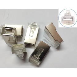 PAC RJ45 Modular Plugs CAT5e 8P8C Metal STP Shielded 100 Pcs Jar Box Gold Plated CAT5/CAT6 LAN Network Connectors