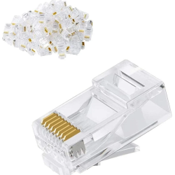 PAC RJ45 Modular Plugs CAT6e UTP Shielded 100 Pcs Jar Box Gold Plated CAT5/CAT6 LAN Network Connectors