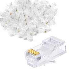 PAC RJ45 Pass Through Transparent Modular Plugs 8P8C FTP Shielded 100 Pcs Jar Box Gold Plated CAT5/CAT6 LAN Network Connector PAC RJ45 Pass Through Transparent Modular Plugs 8P8C FTP Shielded 100 Pcs Jar Box Gold Plated CAT5/CAT6 LAN Network Connector