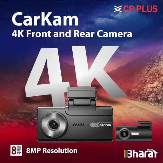 CP PLUS CP-F83B CarKam True 4K 2160P UHD Dual Channel GPS Night Vision Car Dash Cam
