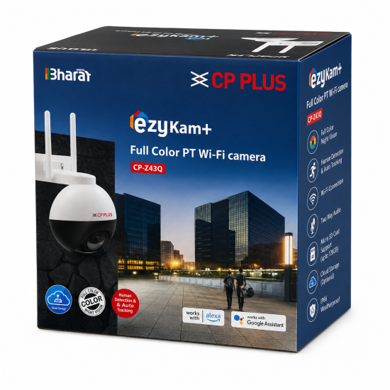CP PLUS ezyKam+ CP-Z43Q Full Color PT WiFi Smart Security Camera CP PLUS ezyKam+ CP-Z43Q Full Color PT WiFi Smart Security Camera