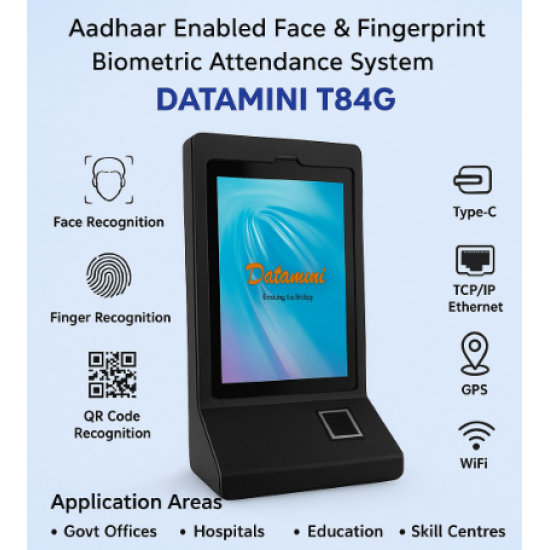 Datamini T84G 8 Inch Android 4G Face & Finger Aadhar Based Biometric Tablet Datamini T84G 8 Inch Android 4G Face & Finger Aadhar Based Biometric Tablet