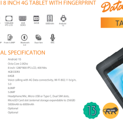 Datamini T84G 8 Inch Android 4G Face & Finger Aadhar Based Biometric Tablet Datamini T84G 8 Inch Android 4G Face & Finger Aadhar Based Biometric Tablet