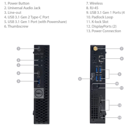 Dell 7070 Mini 8/9th Gen MFF Micro OptiPlex Desktop BareBone Refurbished Machine Business Tiny PC