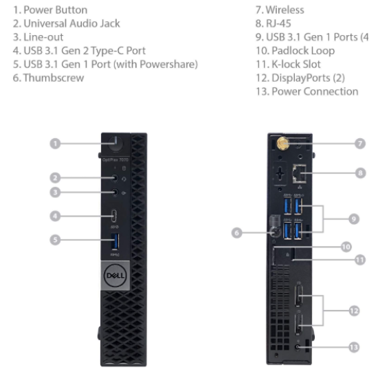 Dell 7070 Mini 8/9th Gen MFF Micro OptiPlex Desktop BareBone Refurbished Machine Business Tiny PC Dell 7070 Mini 8/9th Gen MFF Micro OptiPlex Desktop BareBone Refurbished Machine Business Tiny PC