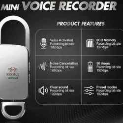 Digital Voice Recorder MP3 Player Rechargeable 8GB Steel Metal Key Chain