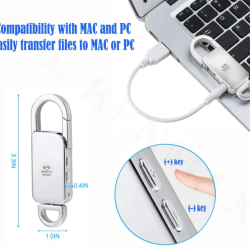 Digital Voice Recorder MP3 Player Rechargeable 8GB Steel Metal Key Chain