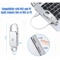 Digital Voice Recorder MP3 Player Rechargeable 8GB Steel Metal Key Chain Digital Voice Recorder MP3 Player Rechargeable 8GB Steel Metal Key Chain
