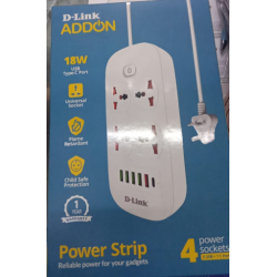 D-Link DPA-F451 5USB & 1 Type-C Port 4 Universal Sockets Power Strip