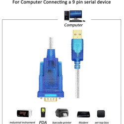 DTECH USB to DB-9 Serial Port RS-232 Adapter 9-Pin Male Converter Cable DTECH USB to DB-9 Serial Port RS-232 Adapter 9-Pin Male Converter Cable