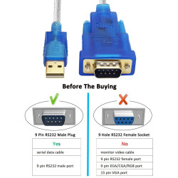 DTECH USB to DB-9 Serial Port RS-232 Adapter 9-Pin Male Converter Cable DTECH USB to DB-9 Serial Port RS-232 Adapter 9-Pin Male Converter Cable