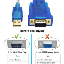 DTECH USB to DB-9 Serial Port RS-232 Adapter 9-Pin Male Converter Cable DTECH USB to DB-9 Serial Port RS-232 Adapter 9-Pin Male Converter Cable