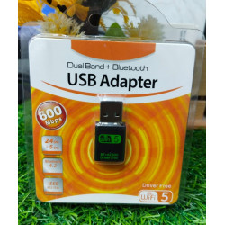 Wifi 600Mbps Dual Band + Bluetooth 5.0 | 2 in 1 | Mini 2.4GHz / 5GHz Wireless Network External Receiver USB Adapter