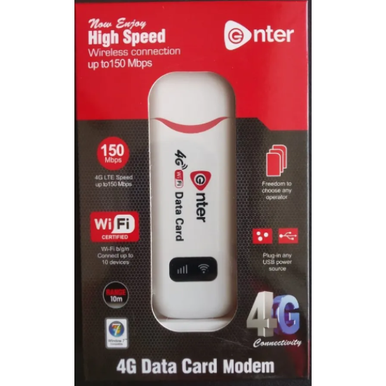 Enter USB Modem Tri Band 150Mbps 4G LTE Dongle  2G/3G/4G All Sim Support Stick Data Card