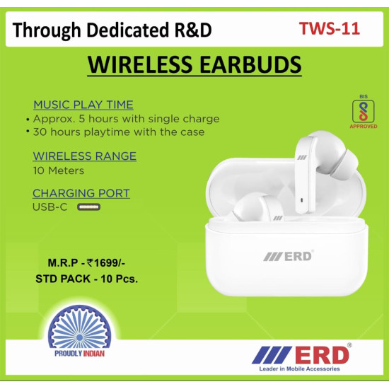 ERD TWS-11 Bluetooth Earphone Bluetooth Headset Wireless Earbuds