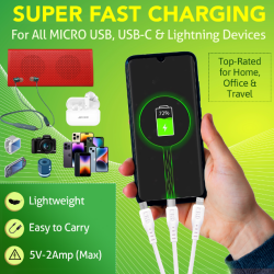 ERD UC-81 Multi USB Cable 3 in 1 USB-A to Micro USB + USB-C + Lightning Mobile Charging Data Cable