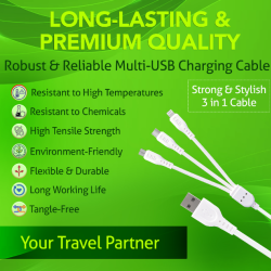 ERD UC-81 Multi USB Cable 3 in 1 USB-A to Micro USB + USB-C + Lightning Mobile Charging Data Cable