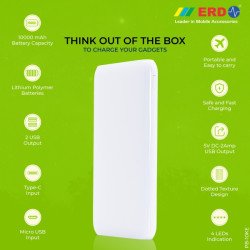 ERD PB-10KE 10000 mAh Fast Charging Lithium Polymer Power Bank ERD PB-10KE 10000 mAh Fast Charging Lithium Polymer Power Bank