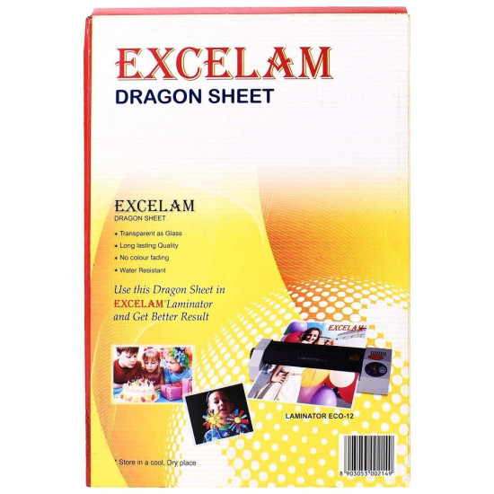 Excelam Dragon PVC White Plastic Laminator A4 Size 50 PCs 760 Micron Double Side Inkjet Digital School ID Card Sheet