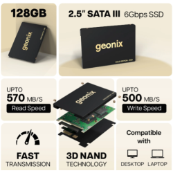 Geonix 128GB SATA-III 2.5 Inch Supersonic Laptop Internal Solid State Drive SSD Geonix 128GB SATA-III 2.5 Inch Supersonic Laptop Internal Solid State Drive SSD