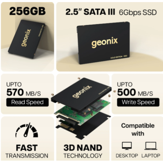 Geonix 256GB 2.5 Inch SATA-III Supersonic Laptop Internal Solid State Drive SSD
