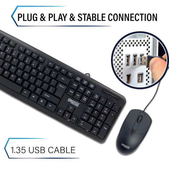 Geonix Wired USB Combo Pack Keyboard and Mouse Set
