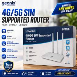 Geonix 5G SIM Supported GXWR-5G Unveils Triple Antenna with LAN Port High-speed Internet Router