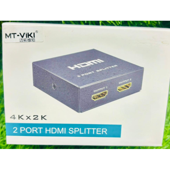 MT-ViKi 4K HDMI Splitter 1 in 2 Out + 1 Pack HDMI 2.0 Cable + AC HDMI Adapter