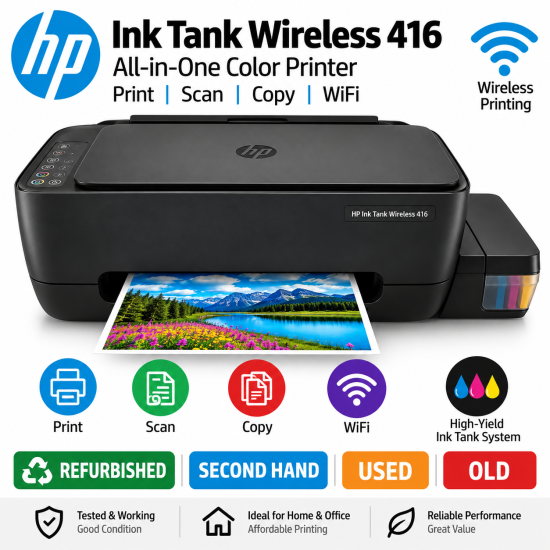 HP 416 Ink Tank Wireless Refurbished|Second Hand|Used|Old All-in-One WiFi Color Printer