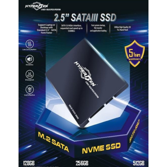 Hypergen SATA-III 2.5 Inch 128GB|256|512GB Laptop|Desktop Internal Solid State Drive SSD