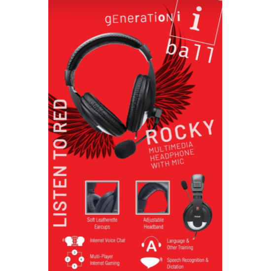 iball Rocky Wired Over Ear Headphones with Mic Headphone