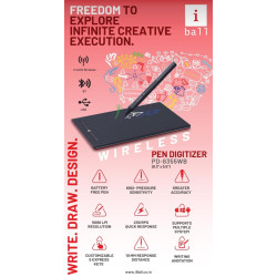 iBall Pen DIGITIZER PD-8355WB Wireless & Bluetooth 8.3 & 5.5 Inch Graphics Drawing Tablet Pen Tablet iBall Pen DIGITIZER PD-8355WB Wireless & Bluetooth 8.3 & 5.5 Inch Graphics Drawing Tablet Pen Tablet