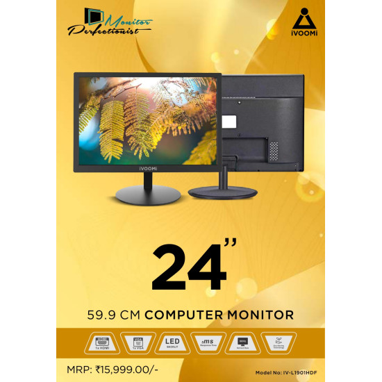 iVOOMi 24 inch Full HD Backlit HDMI+VGA Computer Screen IV-L1901HDF LED Monitor