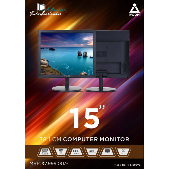 iVOOMi 15.1 inch HDMI+VGA Computer Screen IV-L1902VG LED Monitor
