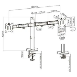 JIN Office JMS55-C2 Dual Monitor Articulating Arm Unique Design Monitor Arm