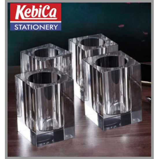 Kebica Crystal 350 Pen Stand|Holder Transparent Glass Pen Tumbler