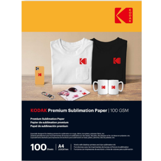 Kodak Inkjet Sublimation Sheet Primium Quality A4 100 PCs Pack Sublimation Transfer Paper