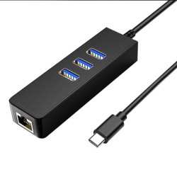 Type-C to Gigabit Ethernet Lan Network+3 USB Ports USB-C to 3-Port USB 3.0 Hub + RJ45 Converter for MacBook/Pro/iMac/ChromeBook/Pixel/More Type-C Devices Adapter Type-C to Gigabit Ethernet Lan Network+3 USB Ports USB-C to 3-Port USB 3.0 Hub + RJ45 Converter for MacBook/Pro/iMac/ChromeBook/Pixel/More Type-C Devices Adapter