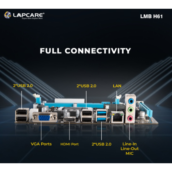 Lapcare Intel H61 LGA1155 socketi3/i5/i7 series CPU2nd and 3rd gen Supported Desktop Computer Motherboard