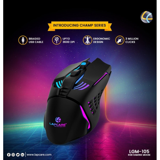 Lapcare Champ LGM-105 Wired Optical USB Gaming Mouse