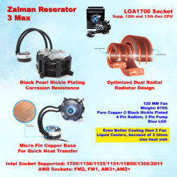 ZALMAN Reserator 3 MAX Ultimate Water/Liquid CPU Cooler 120MM 2 Fan Liquid Coolers ZALMAN Reserator 3 MAX Ultimate Water/Liquid CPU Cooler 120MM 2 Fan Liquid Coolers