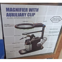 Magnifier Auxiliary Clamp Clip LED AC/DC Interchangeable Soldering Stand Magnifying Magnifier Welding Rework Repair Solder Iron Holder Magnifying Glass