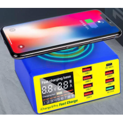 MECHANIC iCharge 8 Pro 8Port USB Smart Charge support QC 3.0 Wireless charge Wireless charging with LCD display for Mobile phone charging tool Fast Charger