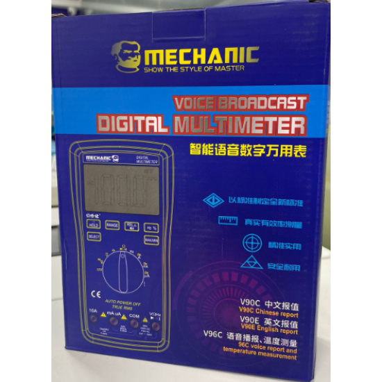 MECHANIC V90C/V90E Intelligent Fully Automatic Digital Display Electrician Measuring Instrument Speech Broadcast Multimeter