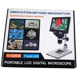 Portable Digital G1200 12MP 7 Inch HD LCD Display Continuous Zoom System Electronic Mini Microscope